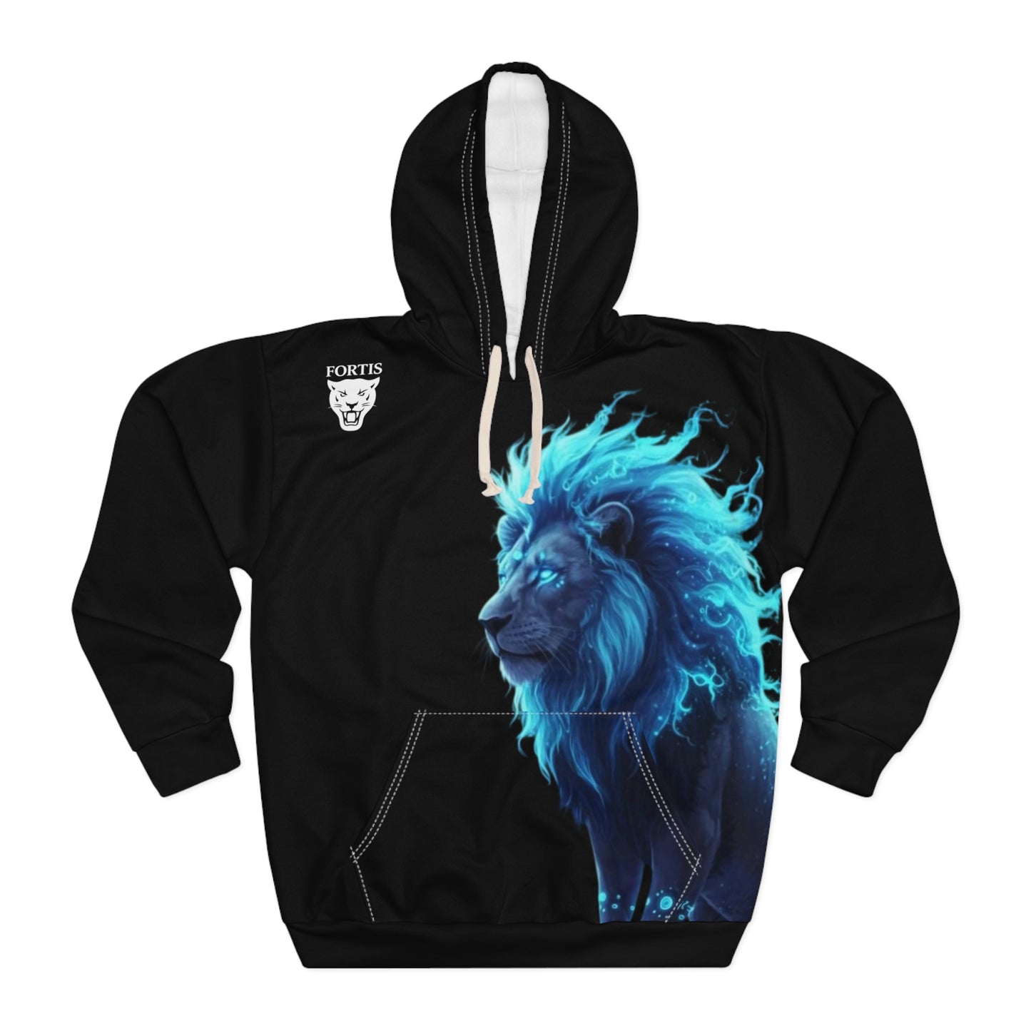 Blue Flame Lion Hoodie — Neon Lion Graphic Pullover