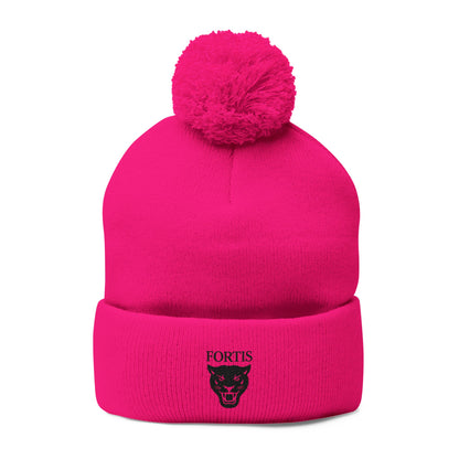Embroidered Pom-Pom Beanie — FORTIS Panther Knit Cap