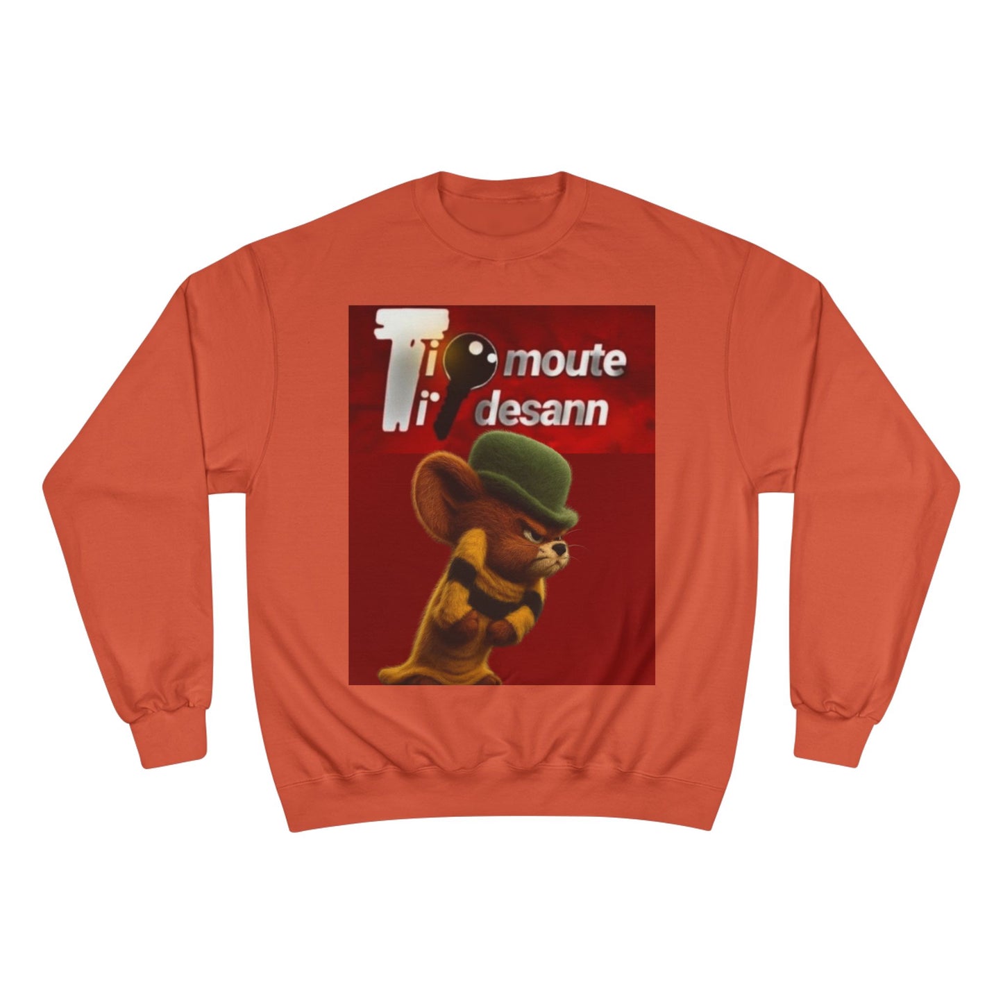 Sweatshirt — Retro Cartoon Mouse "T' moute desann" Graphic Crewneck