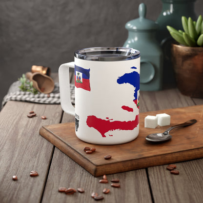 Haitian Flag Insulated Coffee Mug, Travel Mug for Coffee Lovers, Great for Gifts, Perfect for Holidays, 10oz
