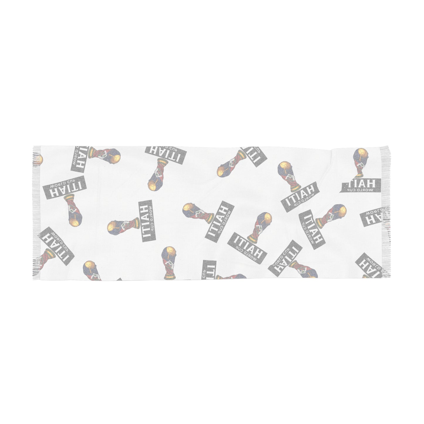 Haiti Flag Light Scarf – Tropical Map & Word Pattern