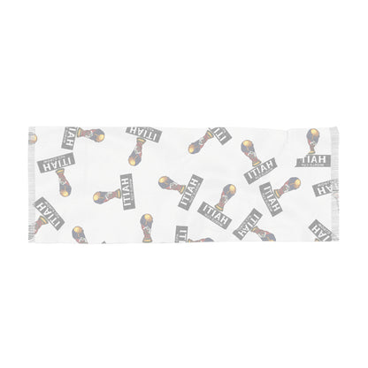 Haiti Flag Light Scarf – Tropical Map & Word Pattern