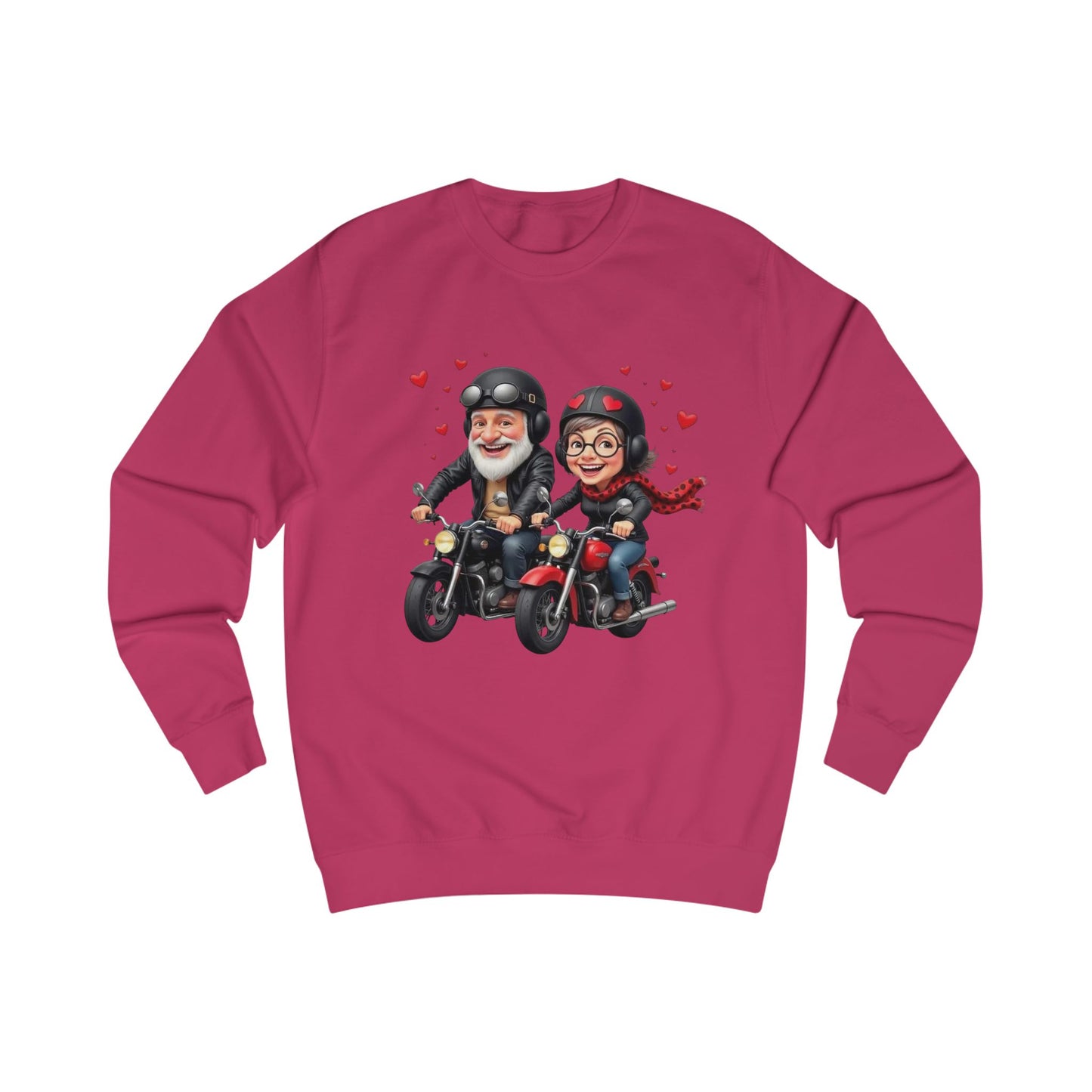 Couple Motorcycle Ride Sweatshirt - Cute Biker Couple with Hearts