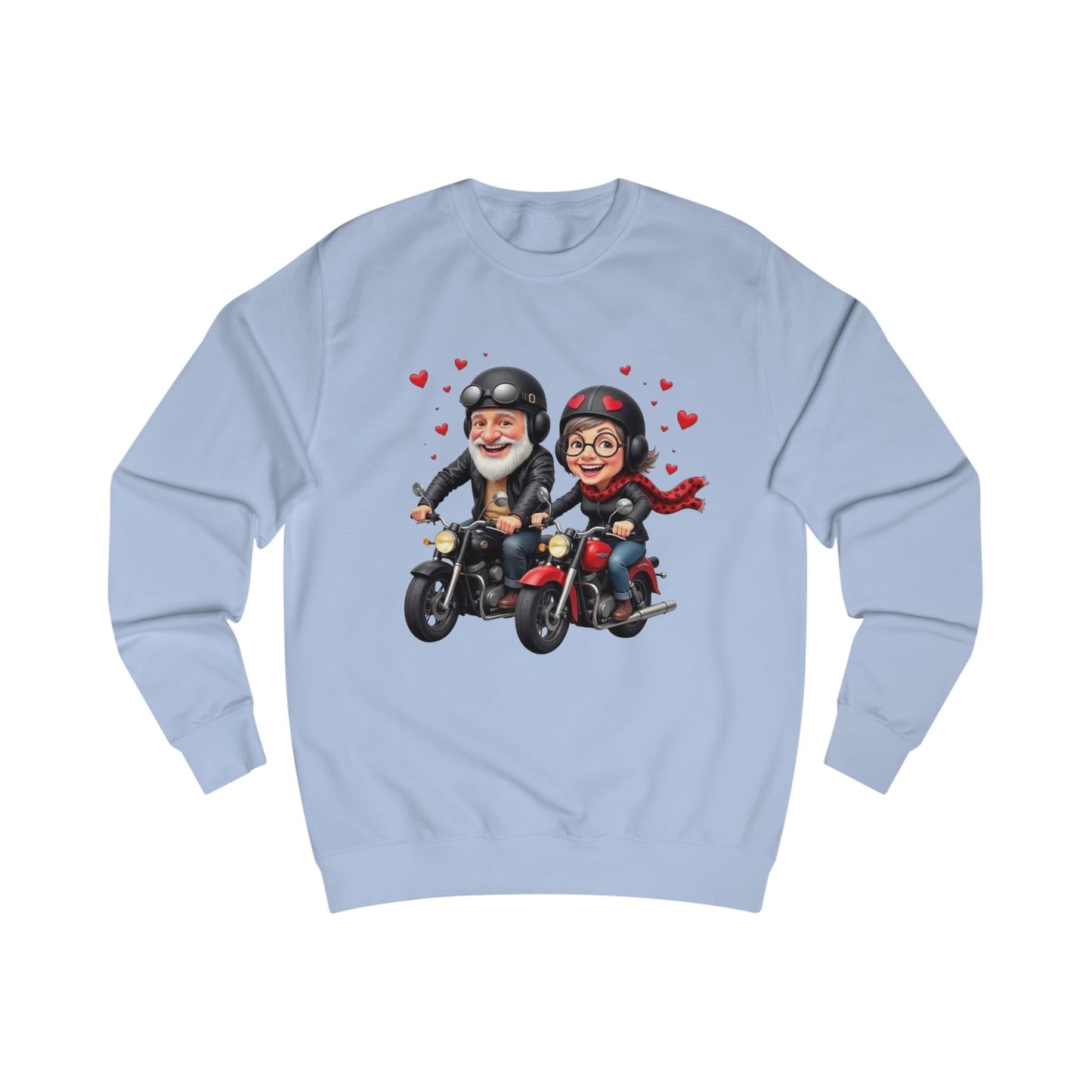 Couple Motorcycle Ride Sweatshirt - Cute Biker Couple with Hearts