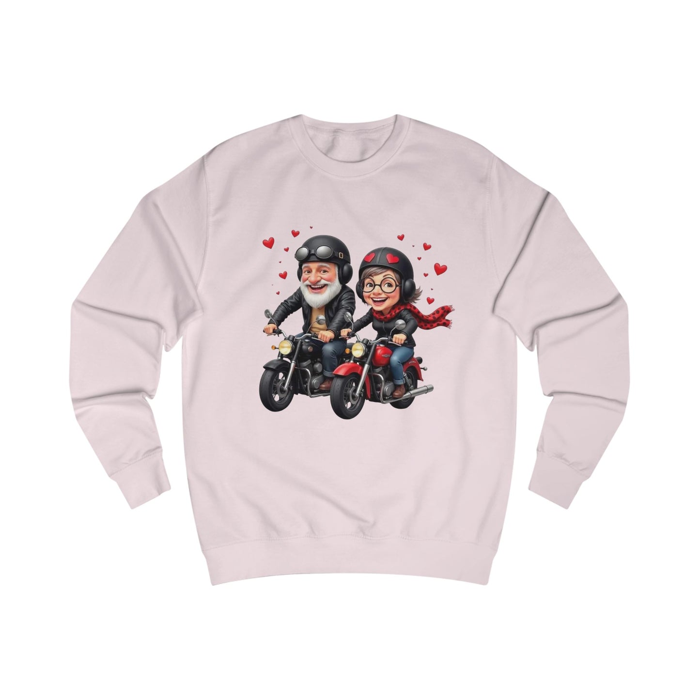 Couple Motorcycle Ride Sweatshirt - Cute Biker Couple with Hearts