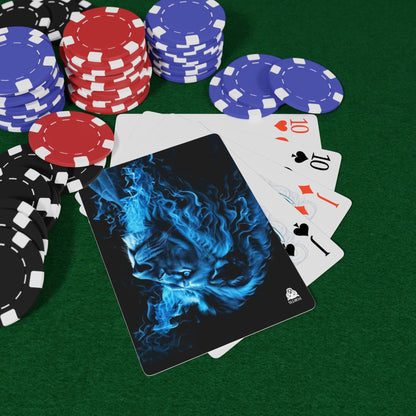 Blue Flame Lion Poker Playing Cards — Premium Poker Deck for Gamers & Collectors