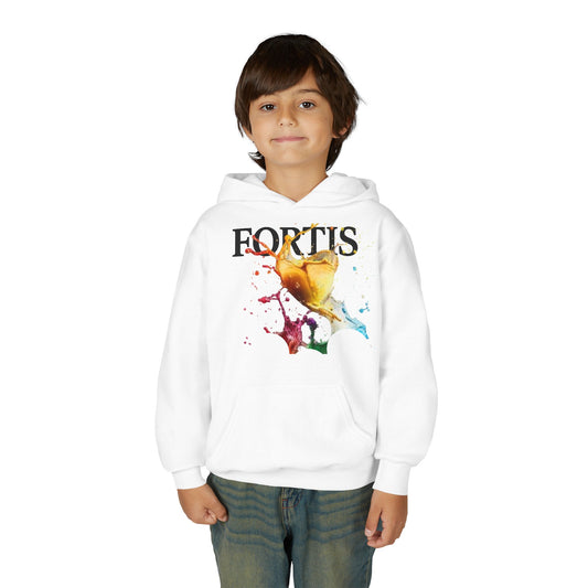 Fortis Watercolor Bird Hoodie – Youth Pullover Sweatshirt