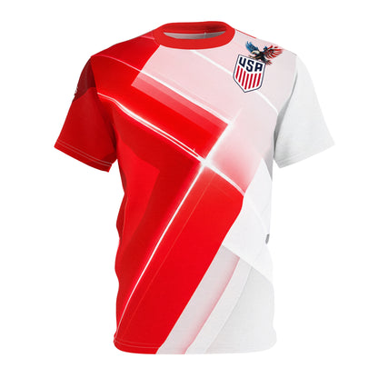 USA Eagle Shield Graphic Tee — Red White All-Over Print