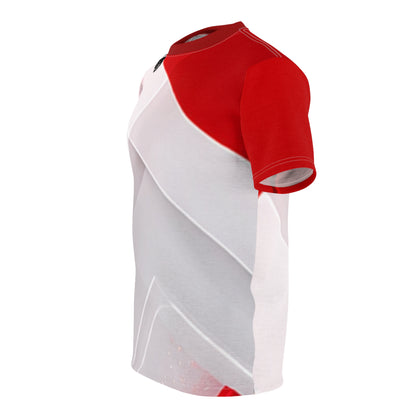 Red & White Abstract Chevron All-Over Print Tee