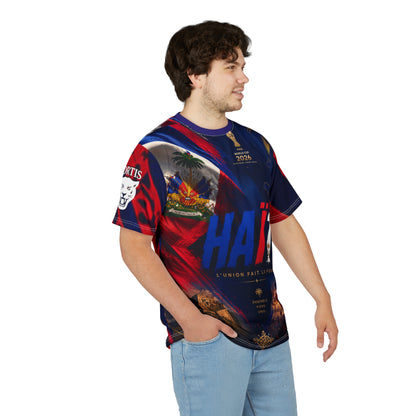 Haiti All-Over Print Tee — 'Haïti' Patriotic Soccer World Cup 2026 Design