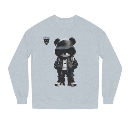 Streetwear Bear Graphic Sweatshirt — Black Hoodie Bear Illustration Crewneck