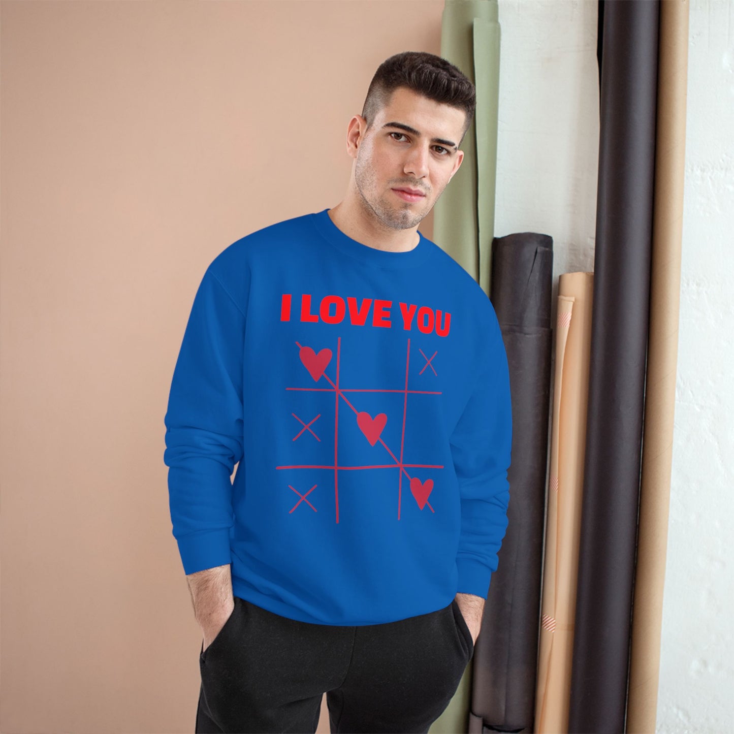 I Love You Tic-Tac-Toe Sweatshirt — Valentine's Heart Game Crewneck