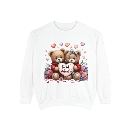 Valentine Teddy Sweatshirt — "Be My Valentine" Cute Couple Bears Design