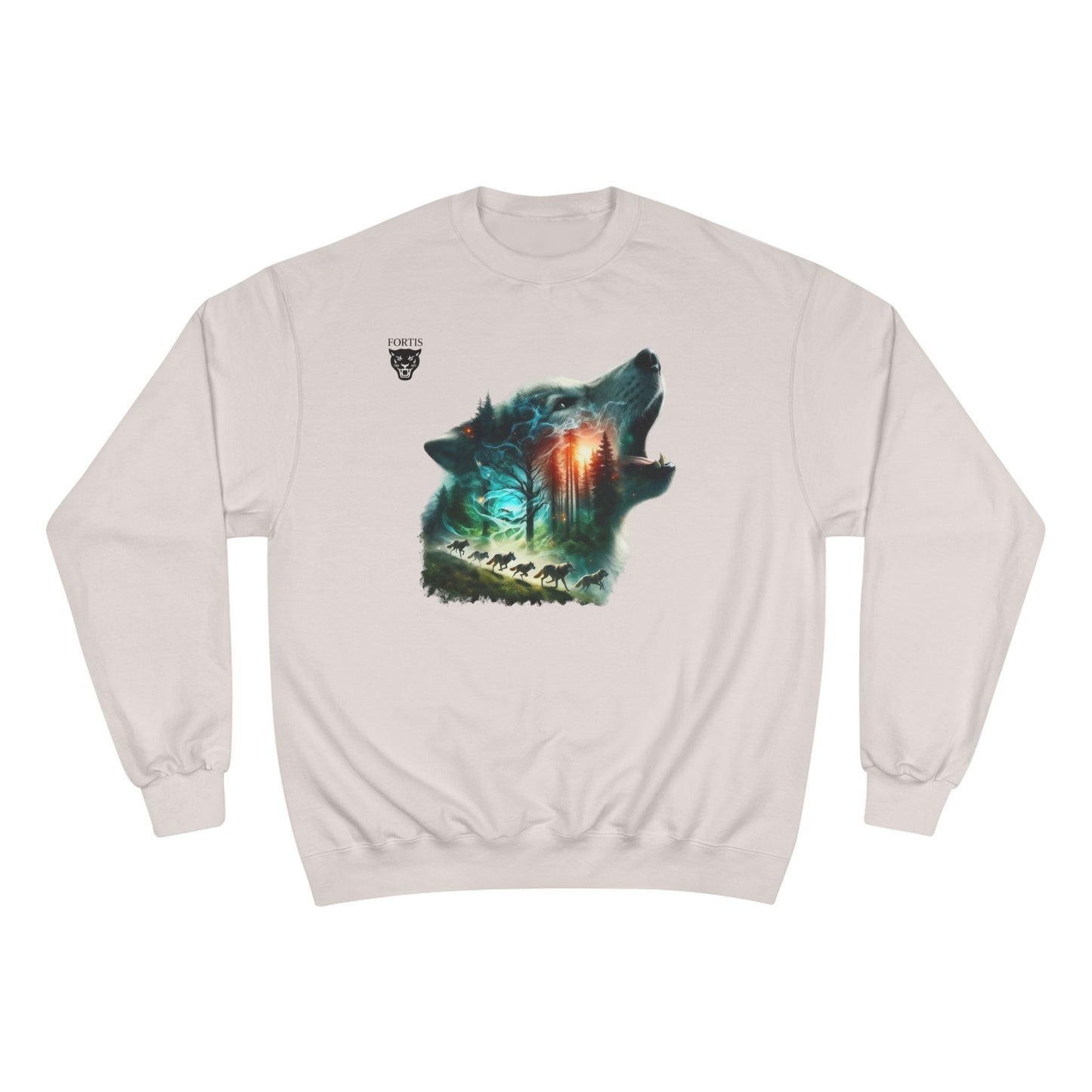 Wolf Silhouette Sweatshirt - Forest Night Nature Scene Crewneck