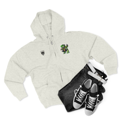 Streetwear Bear Zip Hoodie — Green Urban Teddy Graphic Zip-Up