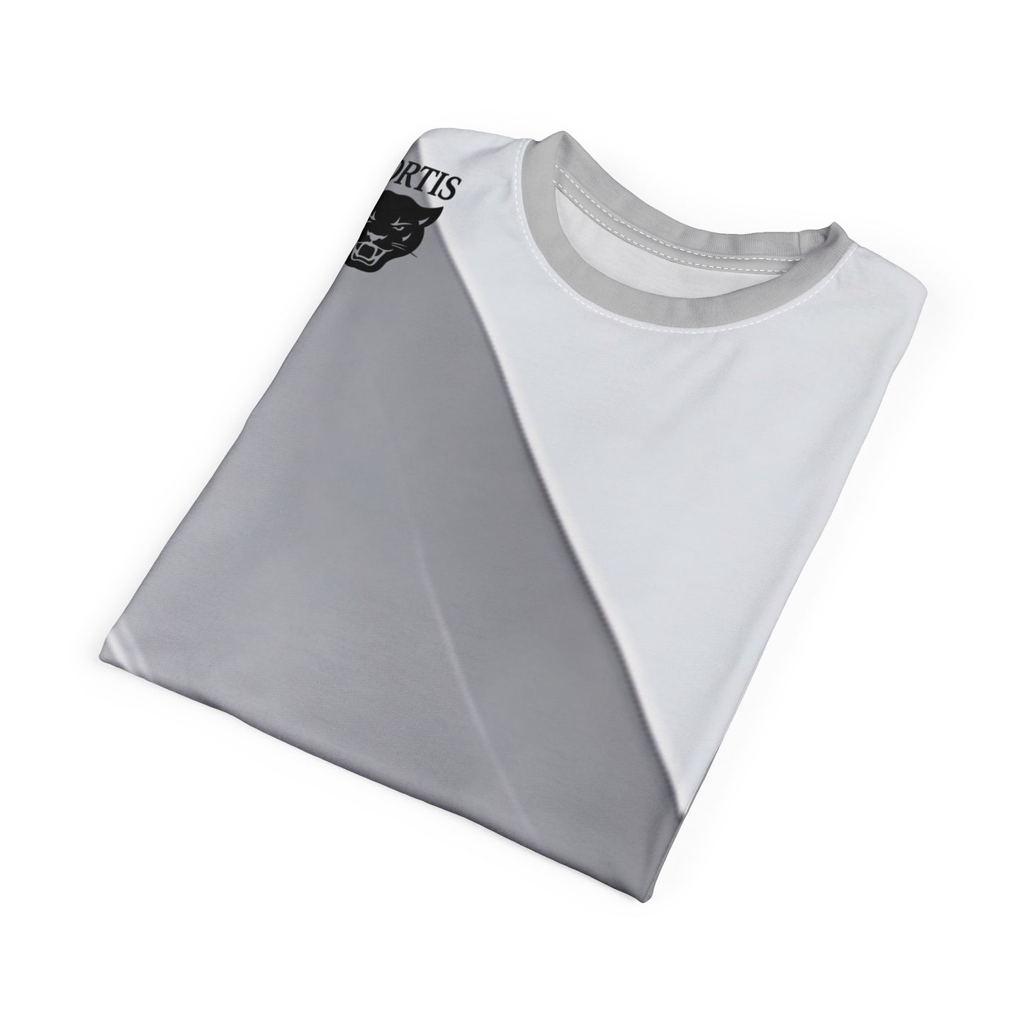 Fortis Minimalist Panther Tee — White Diagonal Cut & Sew T‑Shirt