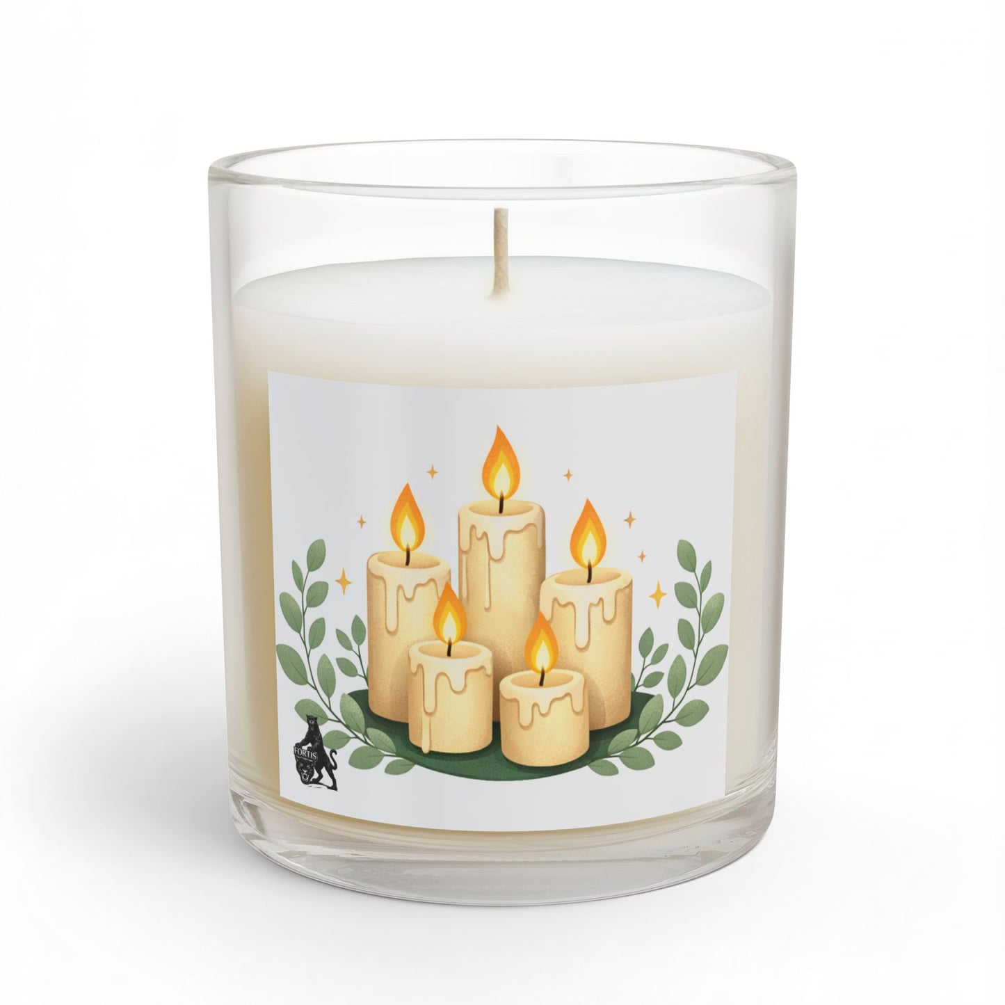 Soy Glass Candle — Cozy Lit Candles Illustration (11 oz)