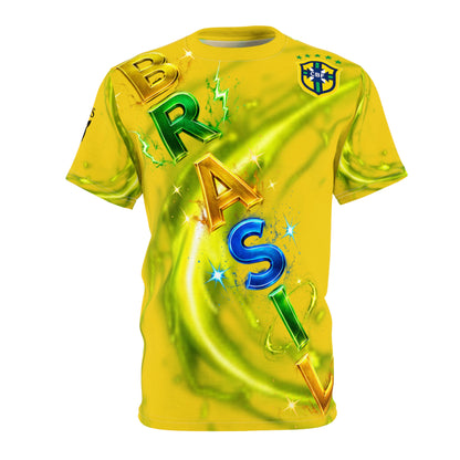 Brazil Flag Graphic Tee — Distressed Brazilian Flag All-Over Print
