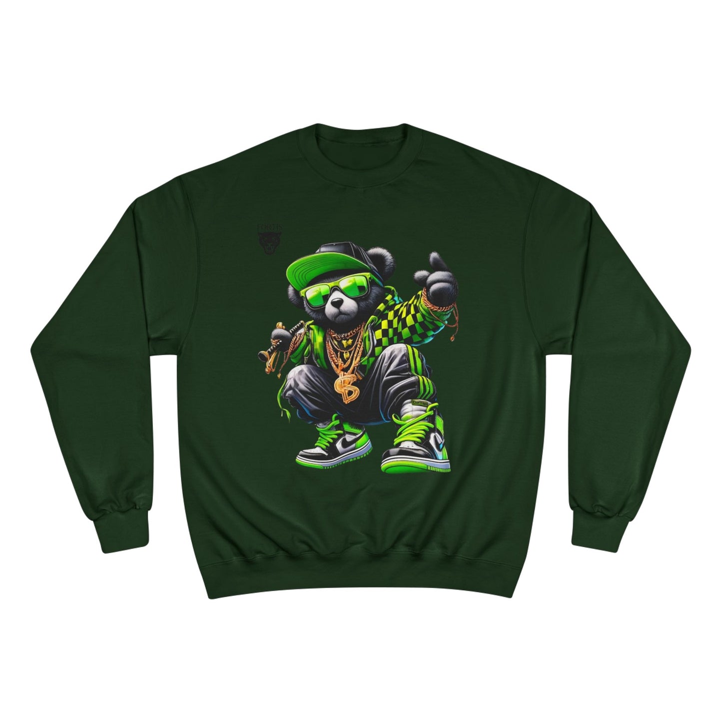 Hip Hop Bear Champion Sweatshirt — Streetwear Crewneck with ‘Champion’ Style Graphic
