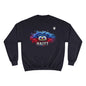 Haiti Flag Smoke Crewneck Sweatshirt — HAITI Patriotic Champion-Style Pullover