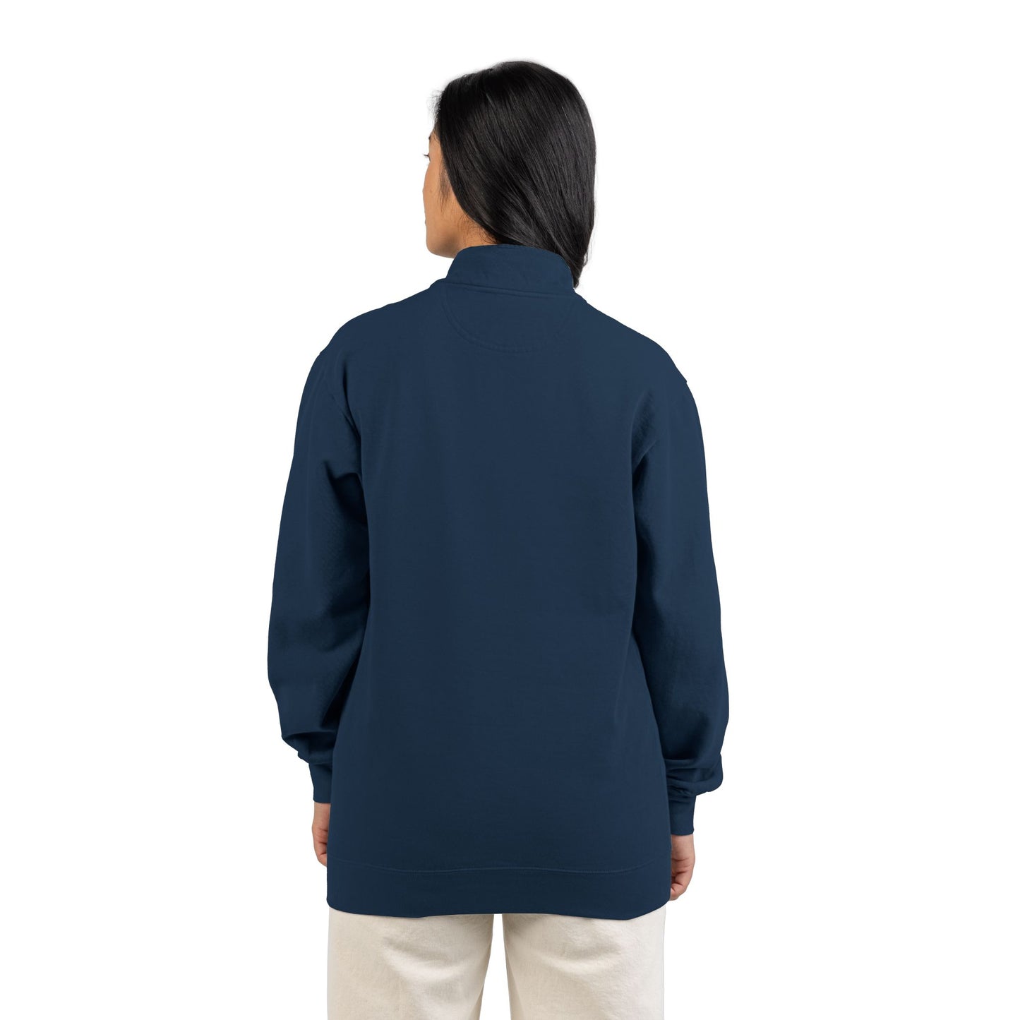 Quarter-Zip Sweatshirt with Small Chest Crest — Casual Pullover for Everyday Wear