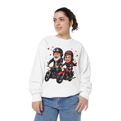 Couple Biker Sweatshirt — Cute Riding Grandparents with Hearts