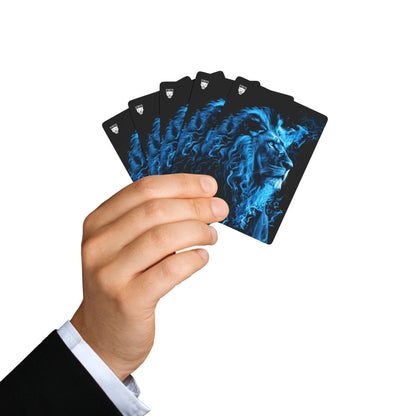 Blue Flame Lion Poker Playing Cards — Premium Poker Deck for Gamers & Collectors