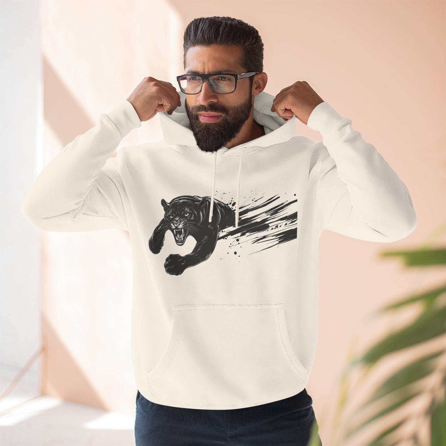 Panther Motion Hoodie — Leaping Black Panther Graphic Pullover