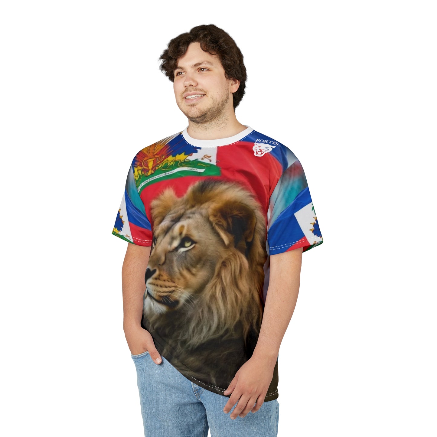 Haiti Flag Lion T-Shirt — Patriotic Haitian All-Over Print Tee
