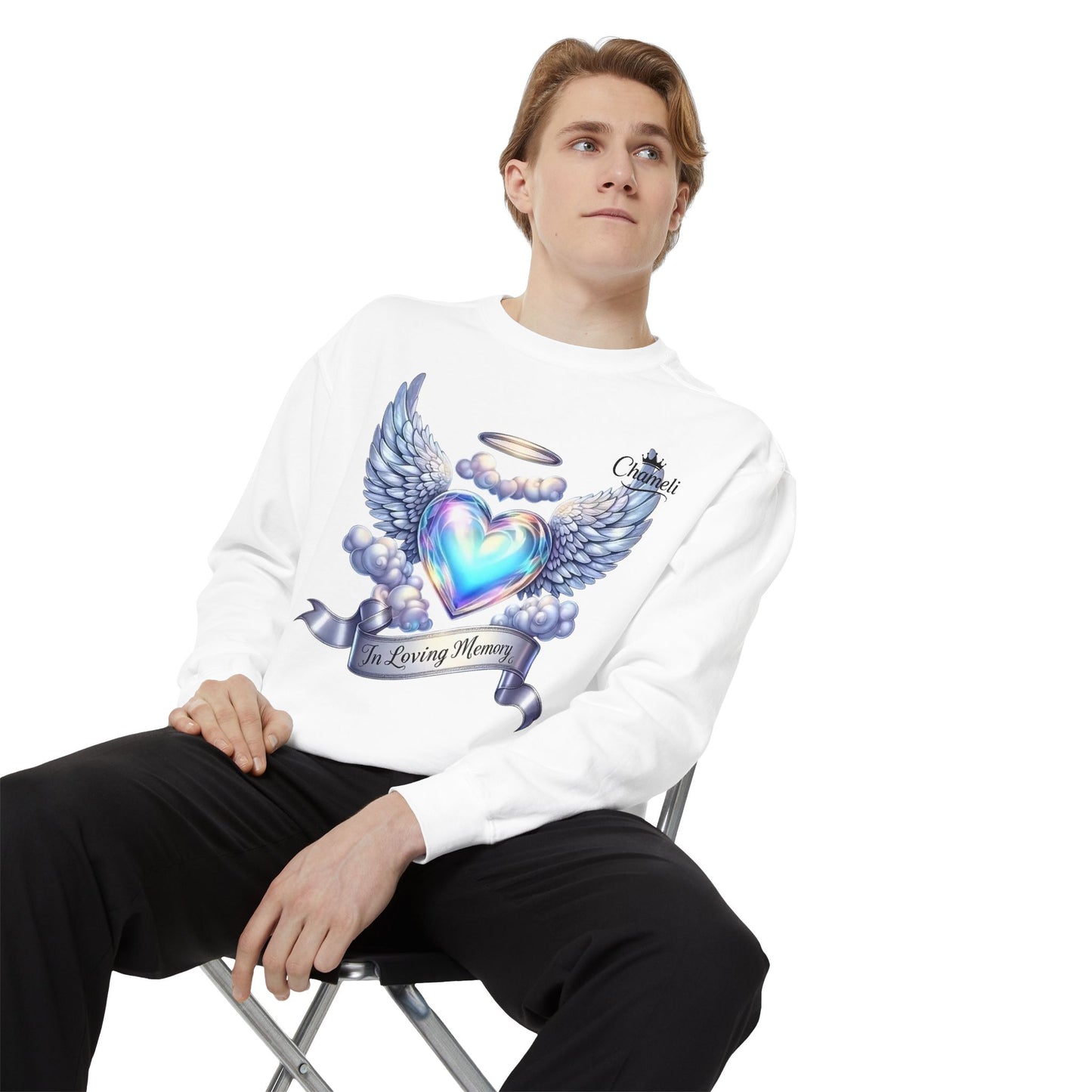 Memorial Angel Heart Sweatshirt — "In Loving Memory" Tribute Crewneck