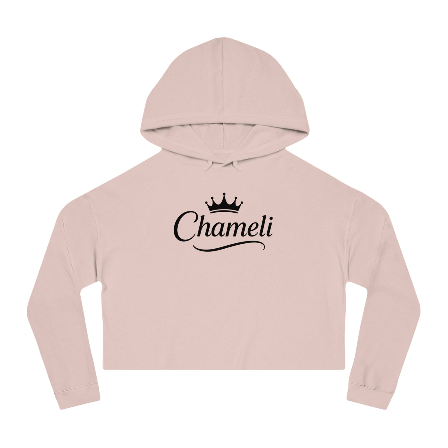 Cropped Hoodie — "Chameli" Script Crown Logo Women’s Hooded Sweatshirt