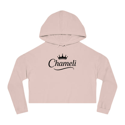 Cropped Hoodie — "Chameli" Script Crown Logo Women’s Hooded Sweatshirt