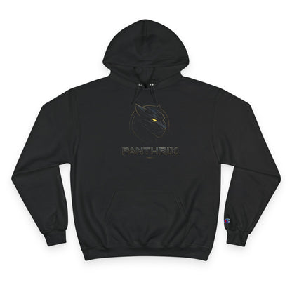 Pantherix Black Hoodie — Subtle Stealth Panther Logo Champion Hoodie