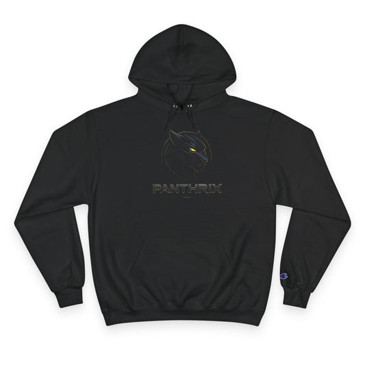 Pantherix Black Hoodie — Subtle Stealth Panther Logo Champion Hoodie