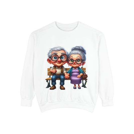 Grandparents Sitting on Bench Cute Couple Sweatshirt