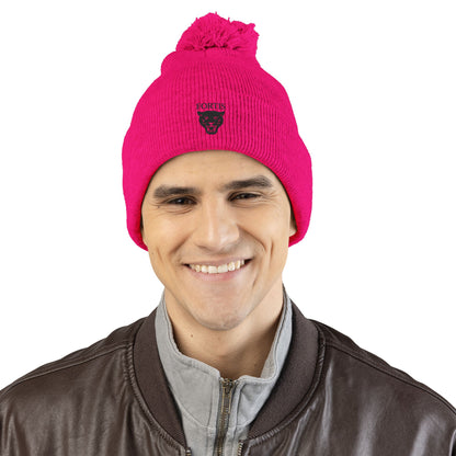 Embroidered Pom-Pom Beanie — FORTIS Panther Knit Cap