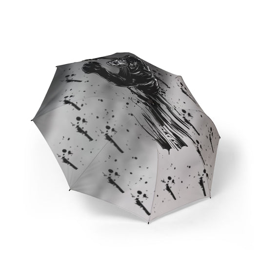 Foldable Umbrella with Ink Brushstroke Ghost Design — Semi‑Automatic Travel Umbrella