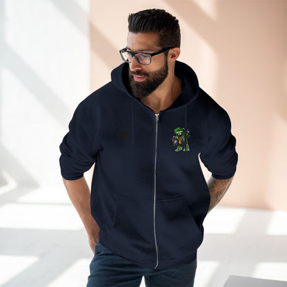 Streetwear Bear Zip Hoodie — Green Urban Teddy Graphic Zip-Up