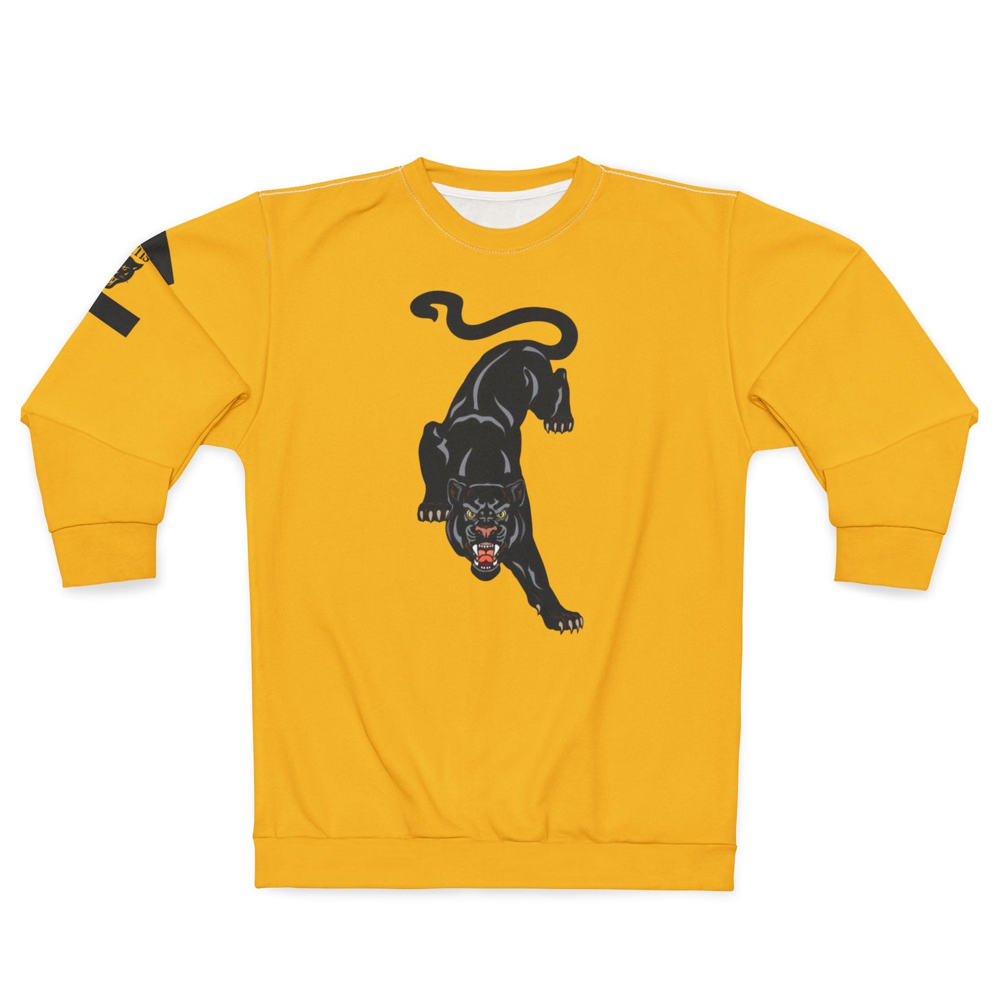 Panther Graphic Sweatshirt — Bold Black Cat Design on Gold