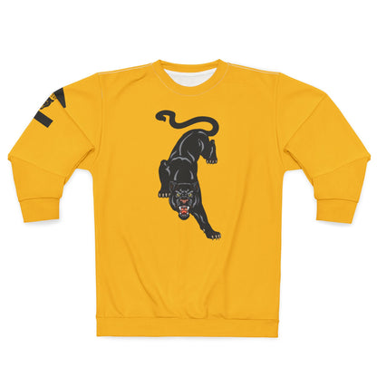 Panther Graphic Sweatshirt — Bold Black Cat Design on Gold