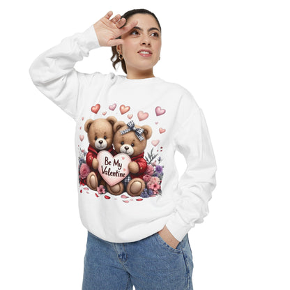 Valentine Teddy Sweatshirt — "Be My Valentine" Cute Couple Bears Design