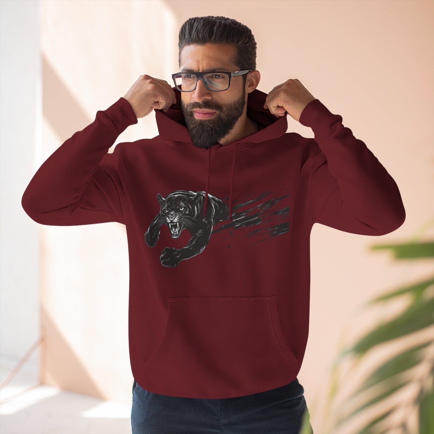 Panther Motion Hoodie — Leaping Black Panther Graphic Pullover
