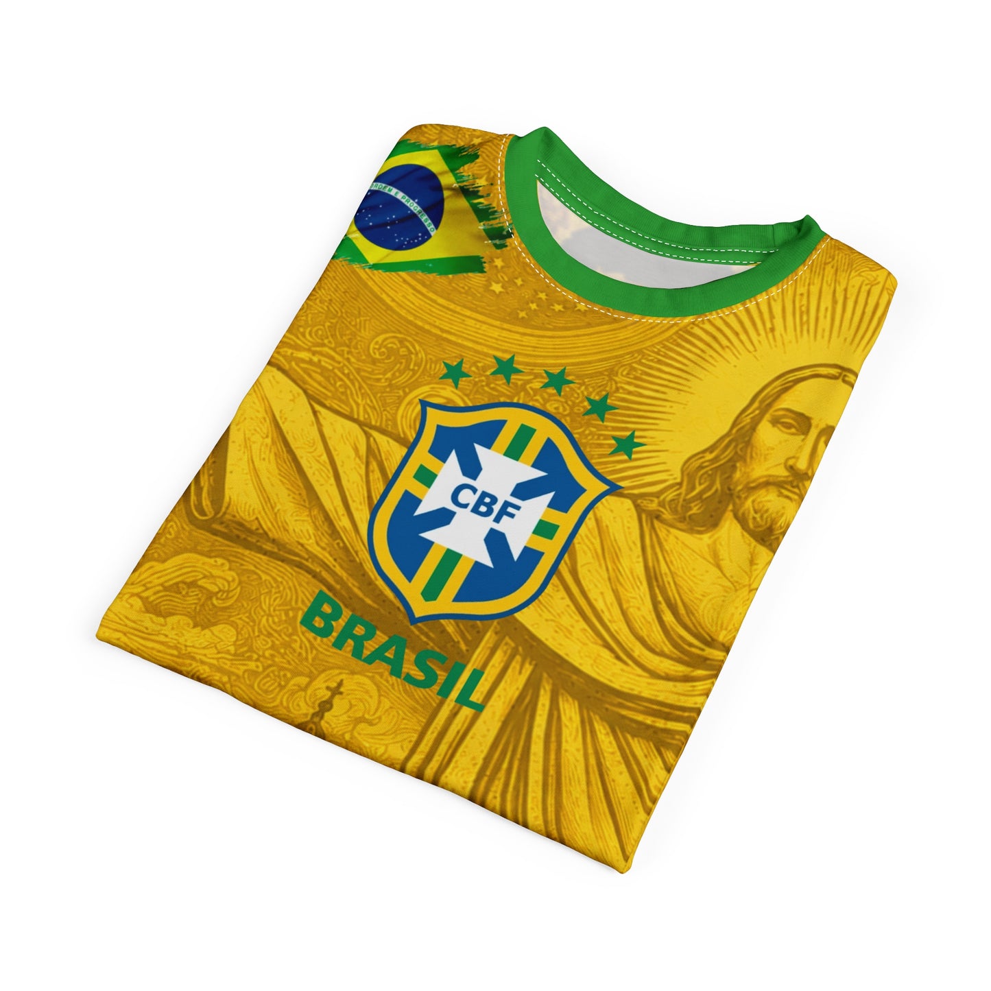 Brazil CBF Soccer T‑Shirt with Christ the Redeemer Graphic
