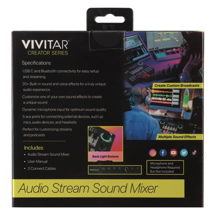 Audio Mixer, Multiple Sound Pads & Effects for Vlogging, Black