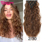 Long Waves Hair Extensions Synthetic Wig Hairpieces 7 PCS Wavy Curly Clip in Hair Extension Natural Fake Hair Piece Half Wig