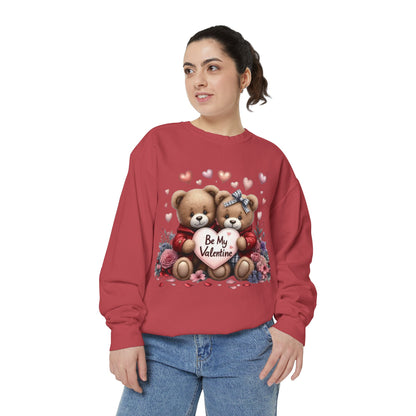 Valentine Teddy Sweatshirt — "Be My Valentine" Cute Couple Bears Design