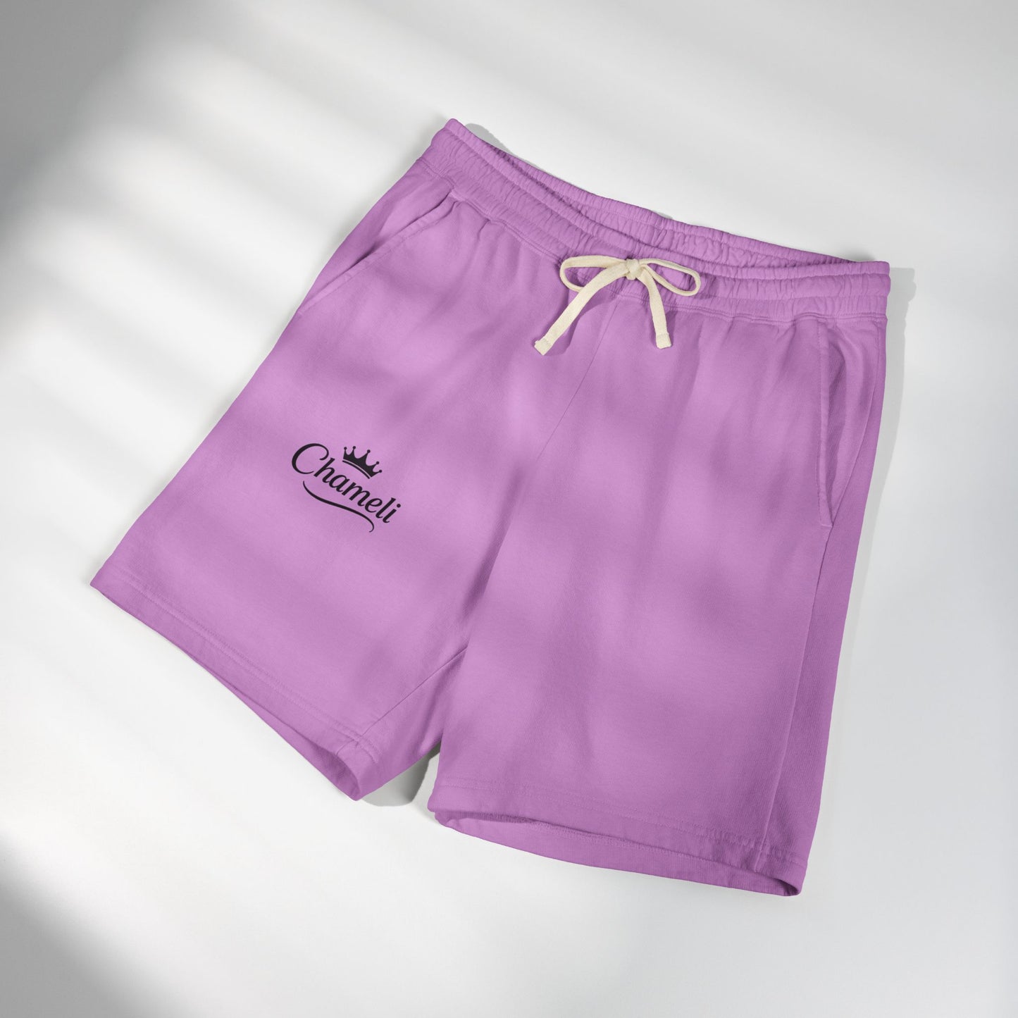Sweat Shorts — 'Chameli' Crown Logo Lightweight Fleece Lounge Shorts