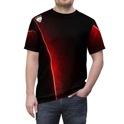 Fortis Panther Tee — Bold Red & Black All-Over Print Shirt
