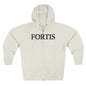 Fortis Zip Hoodie — Classic Minimalist Text Zip-Up Hoodie