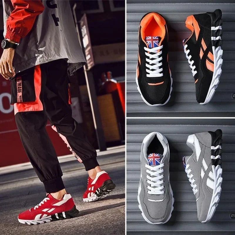 Men'S and Women'S Fashion Blade Breathable Knitted Casual Shoes Sports Running Shoes anti Slip Tennis Shoes 2024 New Edition
